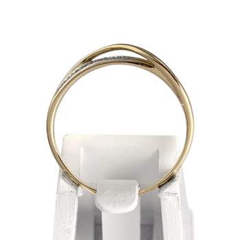 Tweekleurige tweedehands ring van 750 goud met diamanten
