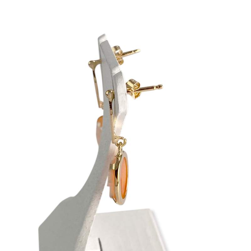 Boucles d'oreilles d'occasion or 750 jaune camee - vue 2