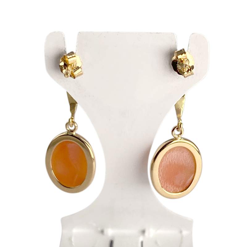 Boucles d'oreilles d'occasion or 750 jaune camee - vue 3