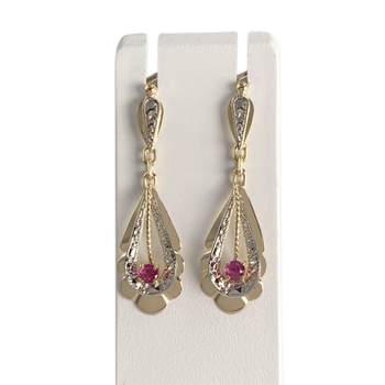 Boucles d'oreilles d'occasion  or 750 2 tons rubis
