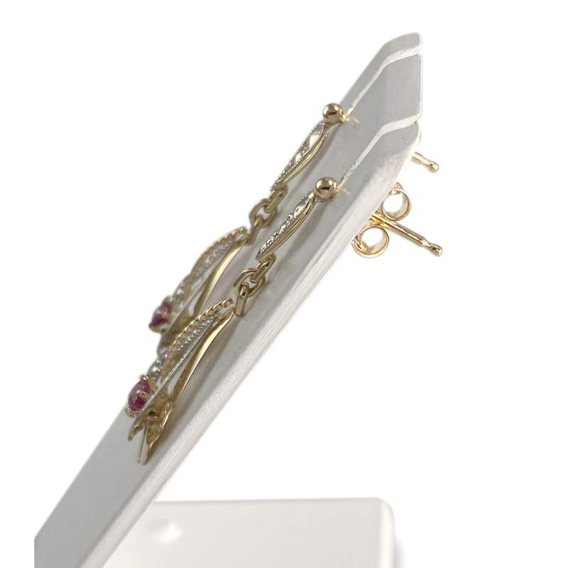 Boucles d'oreilles d'occasion  or 750 2 tons rubis - vue 2