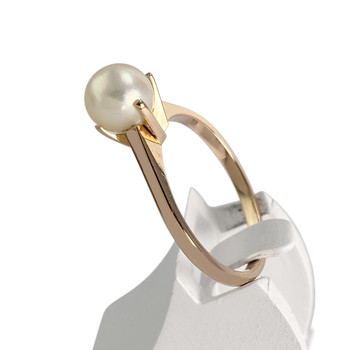 Second-hand gold ring 750 yellow cultured pearl