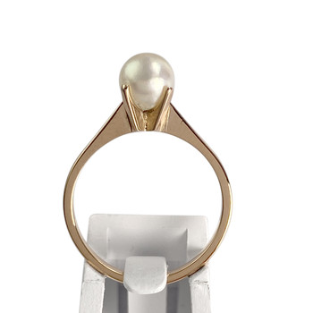 Second-hand gold ring 750 yellow cultured pearl