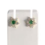 Boucles d'oreilles d'occasion or 750 jaune zirconias pierres synthétique - vue 1