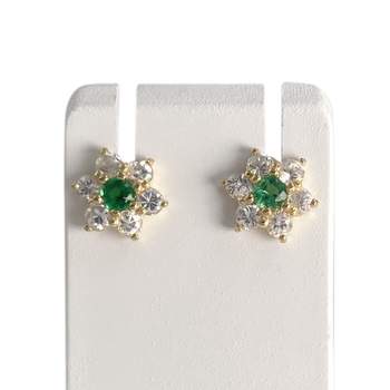 Boucles d'oreilles d'occasion or 750 jaune zirconias pierres synthétique