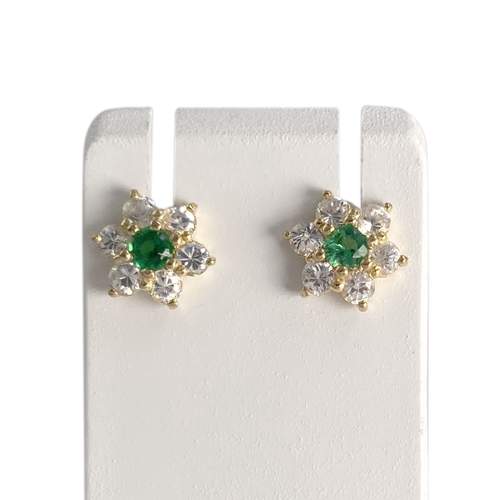 Boucles d'oreilles d'occasion or 750 jaune zirconias pierres synthétique
