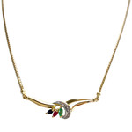 Collier d'occasion or 750 jaune maille anglaise saphir rubis emeraude - vue 1