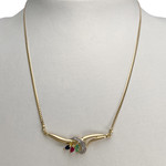 Collier d'occasion or 750 jaune maille anglaise saphir rubis emeraude - vue 2