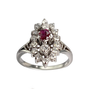 Bague d'occasion or 750 blanc diamant rubis