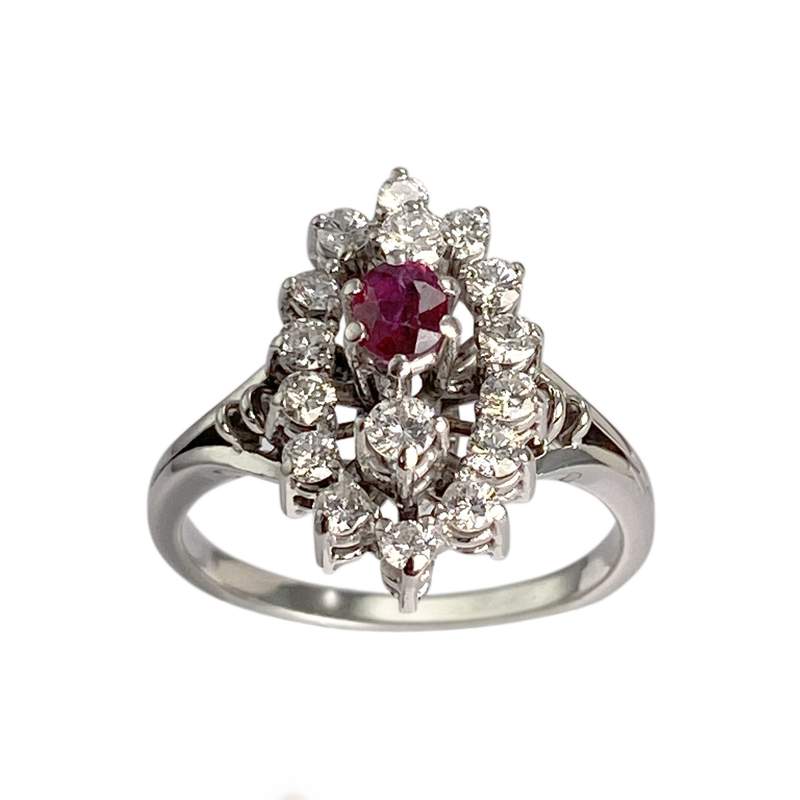 Bague d'occasion or 750 blanc diamant rubis - vue 1