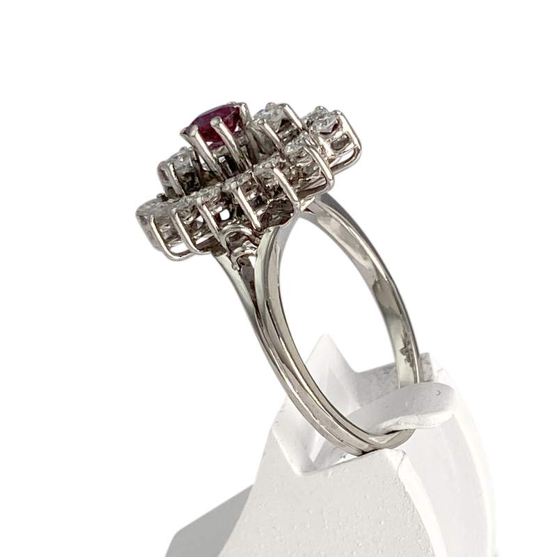 Bague d'occasion or 750 blanc diamant rubis - vue 2