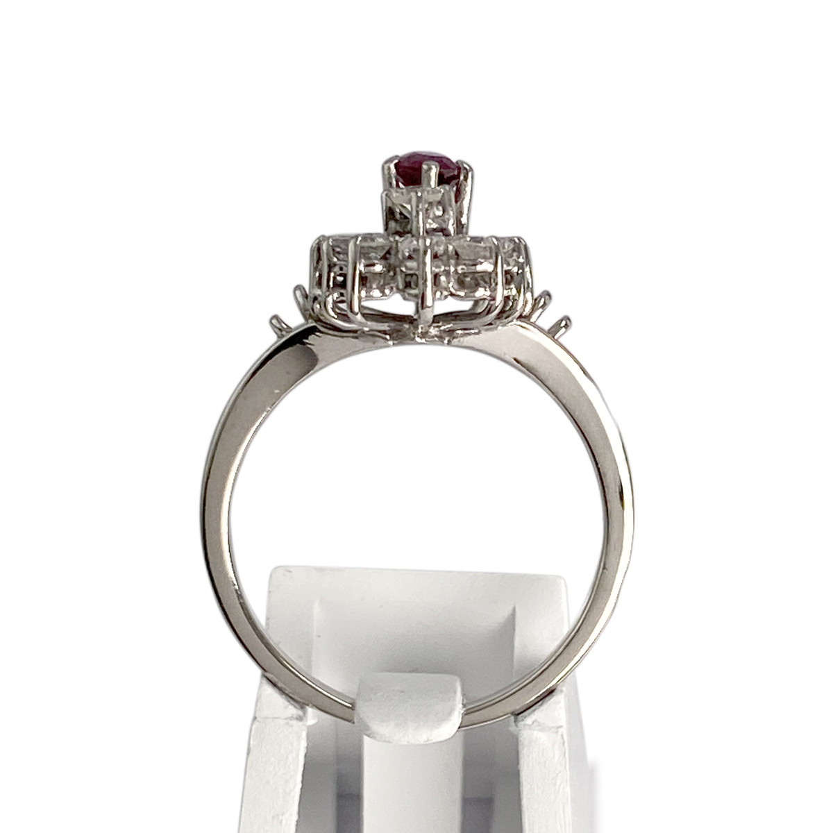 Bague d'occasion or 750 blanc diamant rubis - vue 3