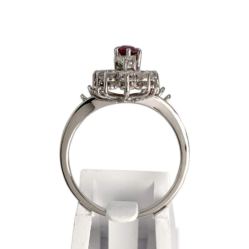 Bague d'occasion or 750 blanc diamant rubis - vue 3