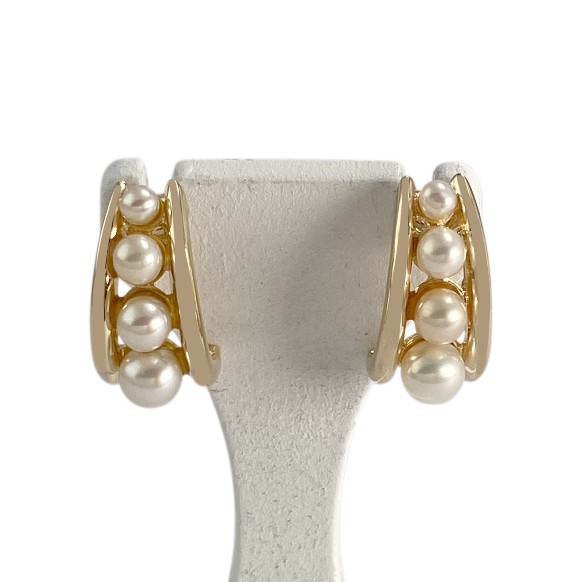 Boucles d'oreilles d'occasion or 750 jaune perles de culture