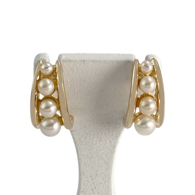 Boucles d'oreilles d'occasion or 750 jaune perles de culture