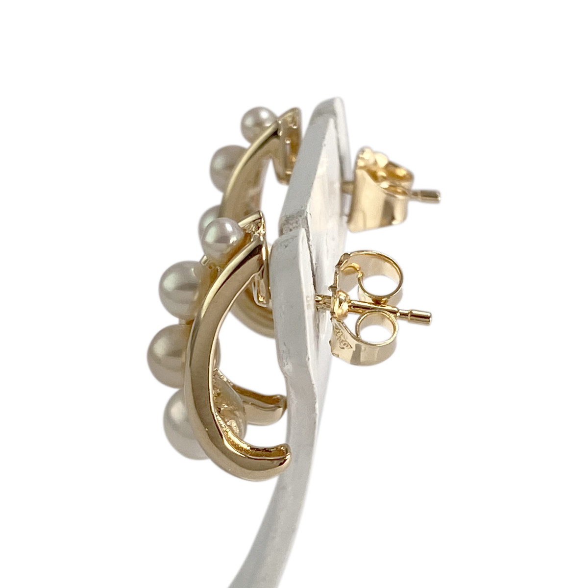 Boucles d'oreilles d'occasion or 750 jaune perles de culture - vue 2