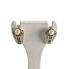 Boucles d'oreilles d'occasion  or 2 tons 750 perle de culture diamants émeraudes - vue V1