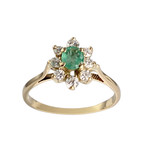 Bague d'occasion or 750 jaune émeraude et diamants - vue 1