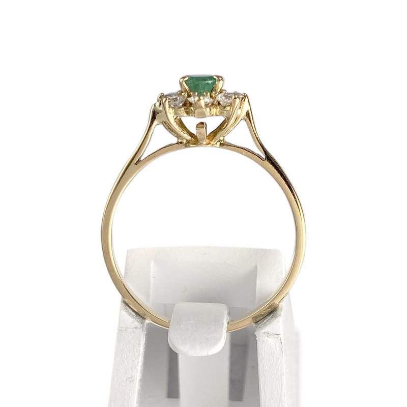 Bague d'occasion or 750 jaune émeraude et diamants - vue 3