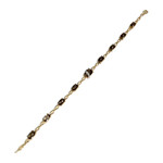 Bracelet d'occasion  or 750 2 tons maille fantaisie diamant et quartz fumé - vue 2