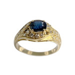 Bague d'occasion or 750 jaune diamants et saphir - vue 1