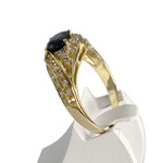 Bague d'occasion or 750 jaune diamants et saphir - vue 2