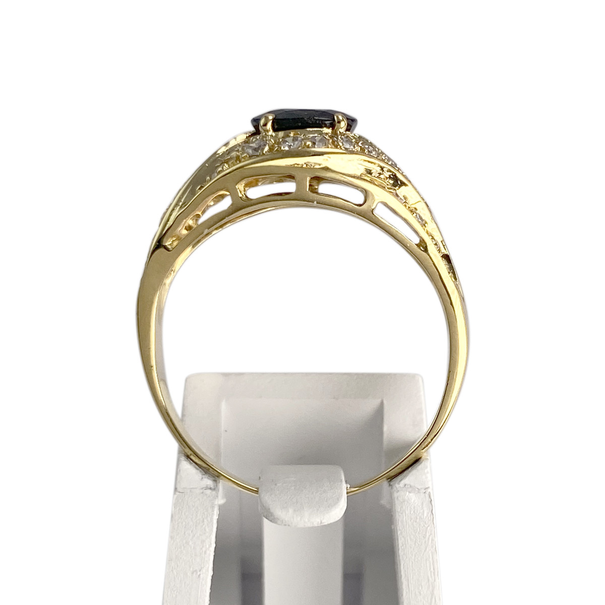 Bague d'occasion or 750 jaune diamants et saphir - vue 3