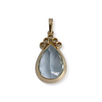 Pendentif d'occasion or 750 jaune zirconias et topaze bleue - vue 2