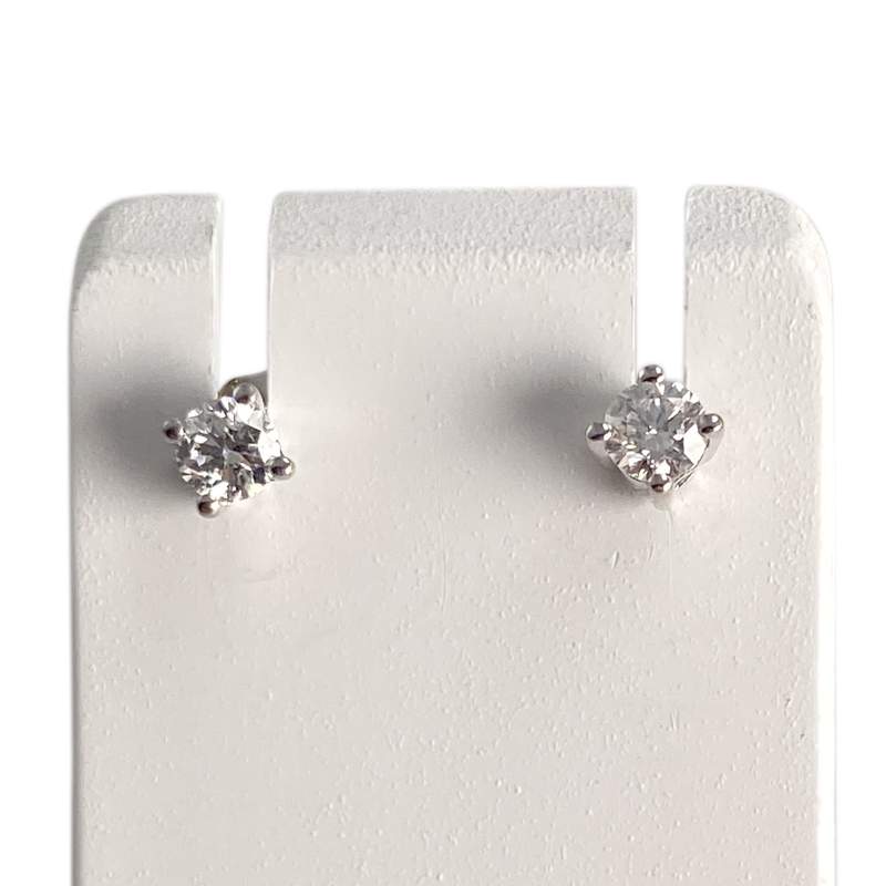 Boucles d'oreilles d'occasion or 750 blanc diamants - vue 1