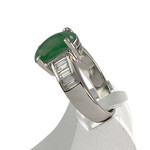 Bague d'occasion or 750 blanc jade et diamants - vue 2