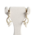 Boucles d'oreilles d'occasion or 375 jaune perle de culturezirconias - vue 1