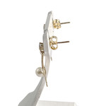 Boucles d'oreilles d'occasion or 375 jaune perle de culturezirconias - vue 2