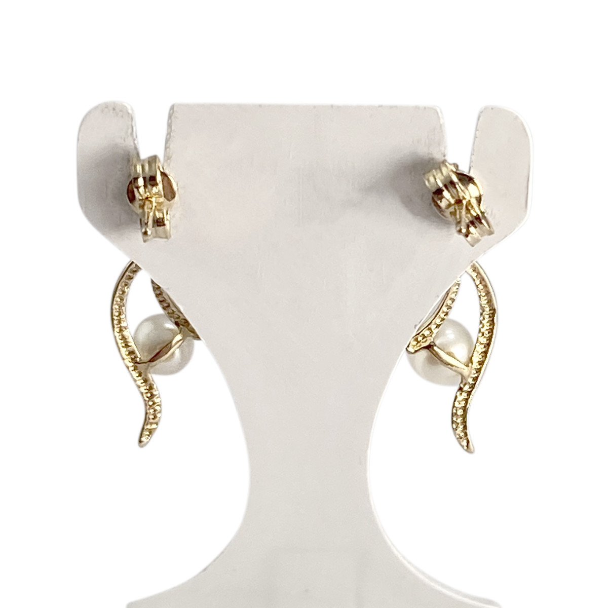 Boucles d'oreilles d'occasion or 375 jaune perle de culturezirconias - vue 3
