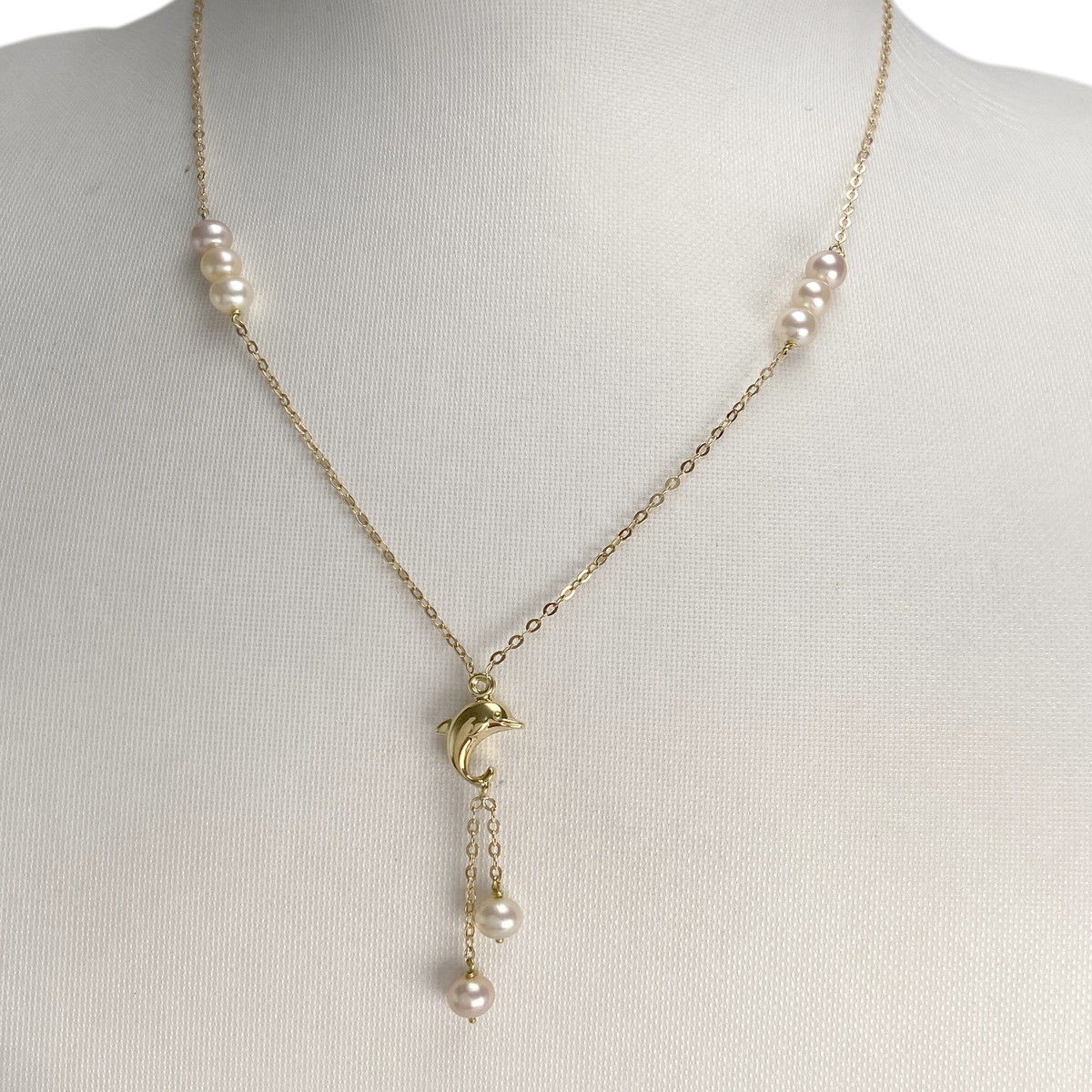 Collier d'occasion or 750 jaune maille forcat perle de culture - vue 2