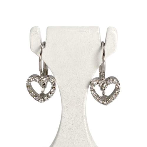 Boucles d'oreilles d'occasion or 750 blanc zirconias