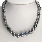 Pre-owned 375 yellow gold necklace with Tahitian pearls, 45 cm - view 2