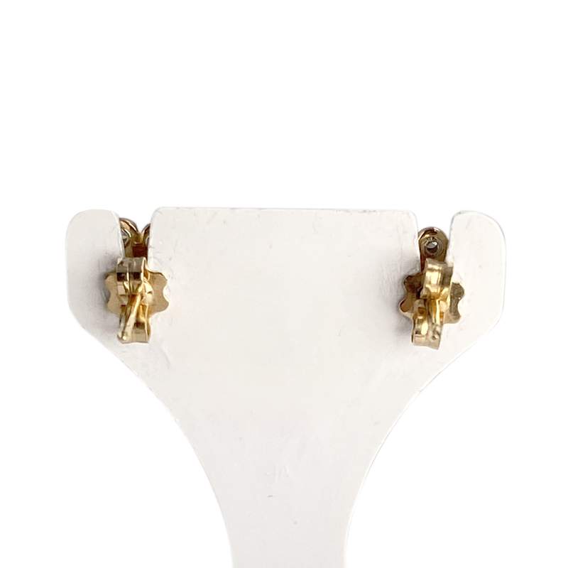 Boucles d'oreilles d'occasion  or 750 2 tons diamants émeraudes - vue 3