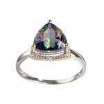 Bague d'occasion or 375 blanc quartz diamants - vue 1