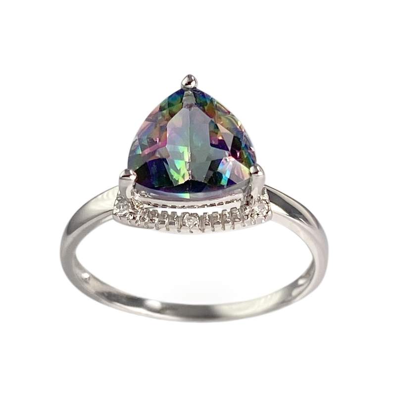 Bague d'occasion or 375 blanc quartz diamants - vue 1