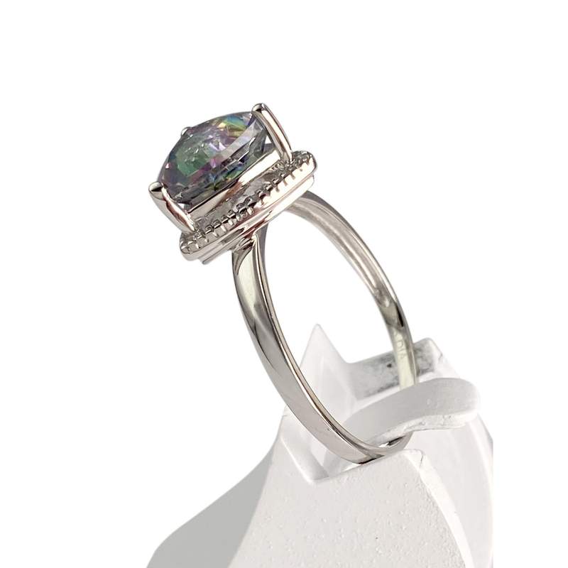 Bague d'occasion or 375 blanc quartz diamants - vue 2