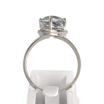 Tweedehands ring van 375 witgoud met kwarts en diamanten