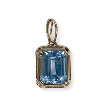 Pendentif d'occasion or 375 jaune topaze traitée swiss blue