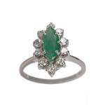 Bague d'occasion or 750 blanc diamants émeraude - vue 1