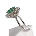 Bague d'occasion or 750 blanc diamants émeraude - vue 2