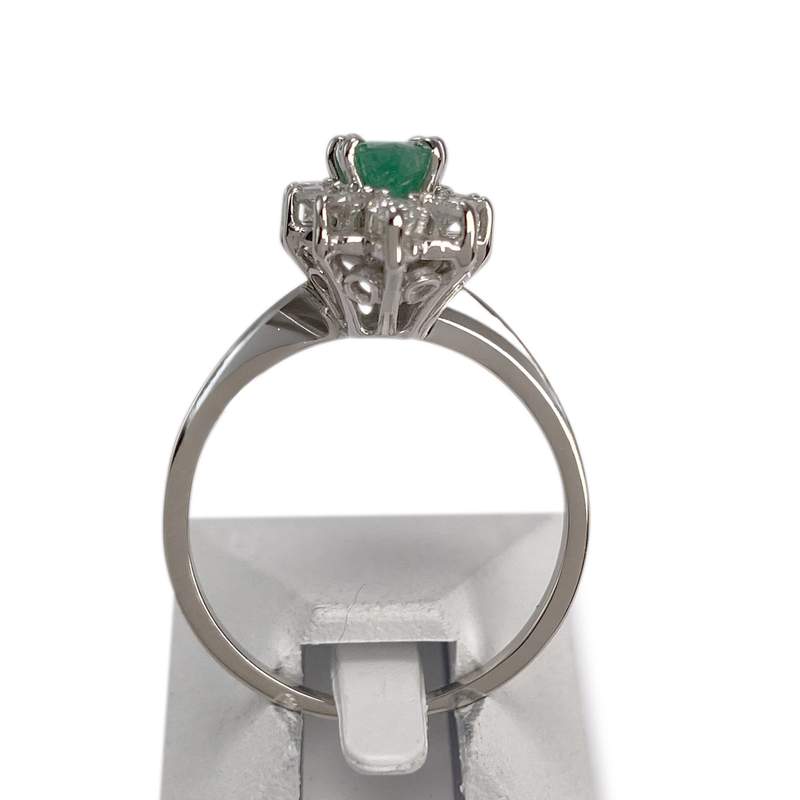 Bague d'occasion or 750 blanc diamants émeraude - vue 3