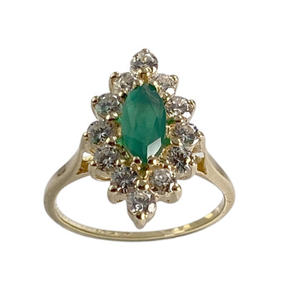 Bague d'occasion or 750 jaune marquise agate zirconias