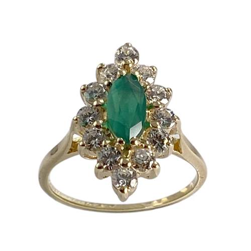 Bague d'occasion or 750 jaune marquise agate zirconias