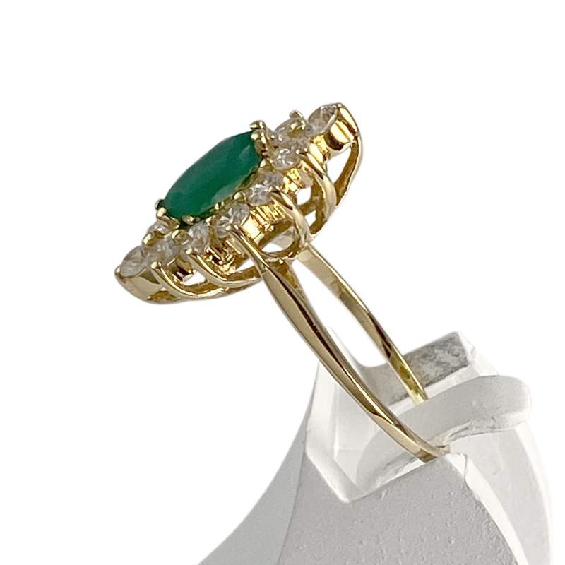 Bague d'occasion or 750 jaune marquise agate zirconias - vue 2