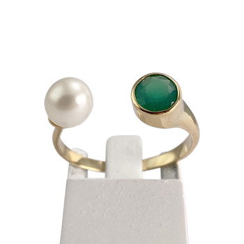 Bague d'occasion or 750 jaune agate perle de culture