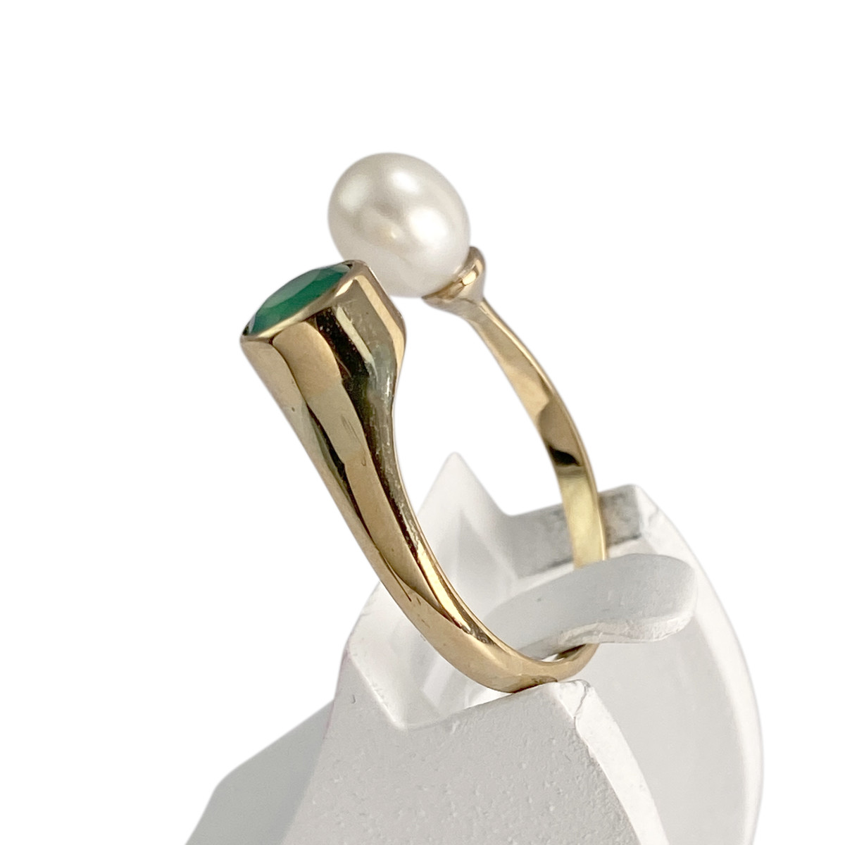 Bague d'occasion or 750 jaune agate perle de culture - vue 2